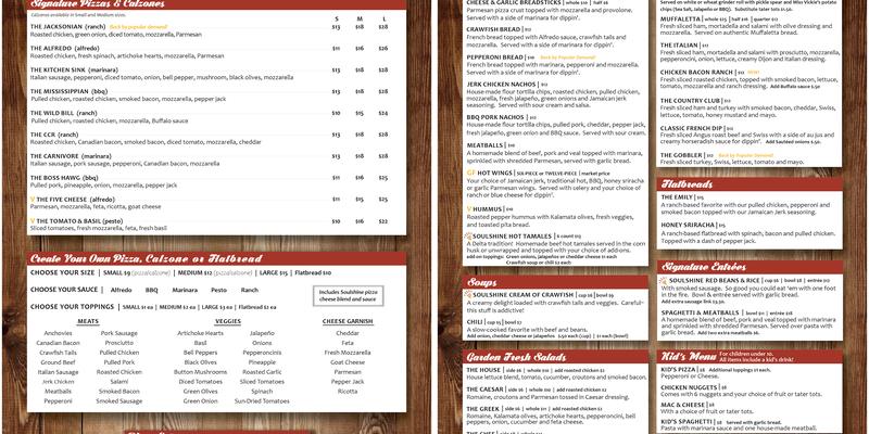 Soulshine Pizza Gluckstadt Menu