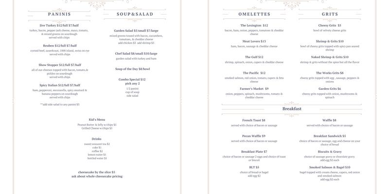 The Corner Cafe Menu