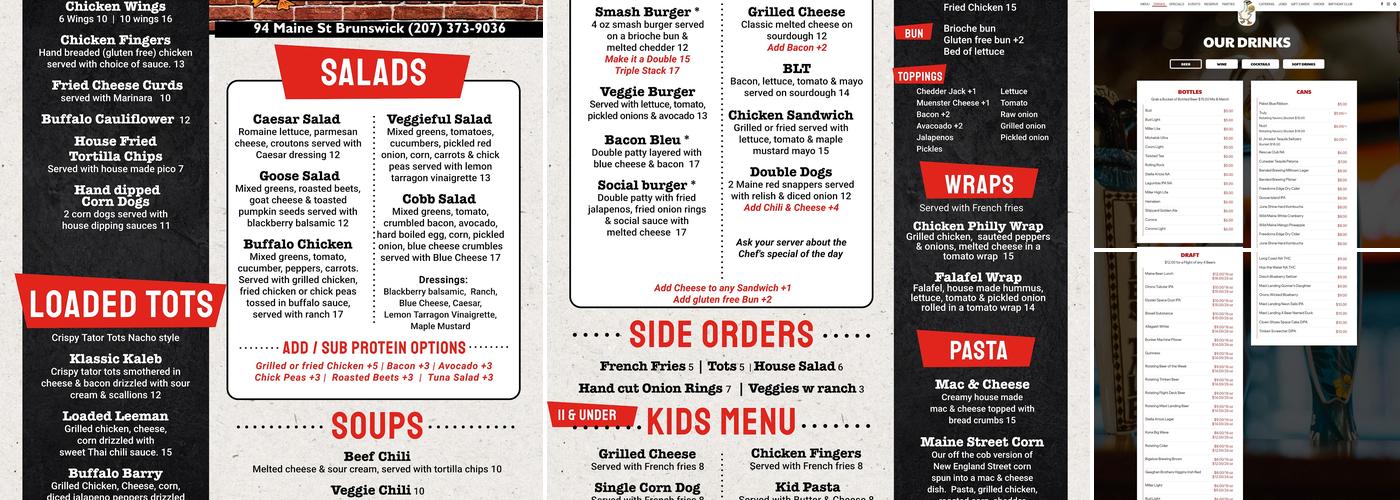 Social Goose Bar Menu