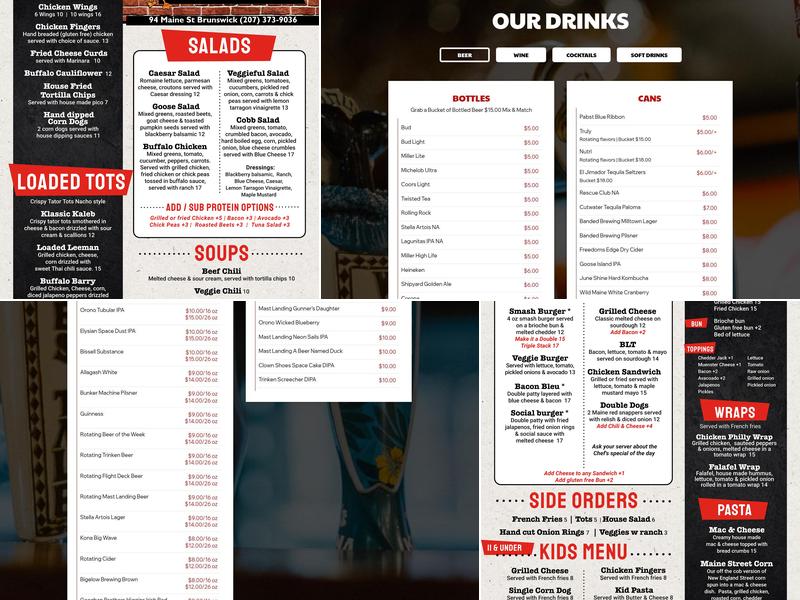 Social Goose Bar Menu