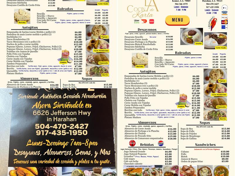 La Cocina de Karla #2 Jefferson Hwy Menu