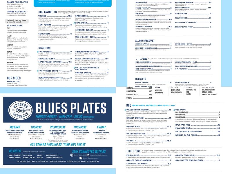 Burgers Blues Barbecue - Flowood Menu