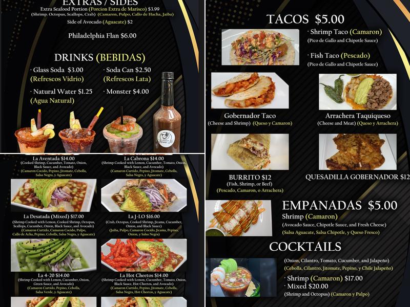Mariscos Morena Mia Menu
