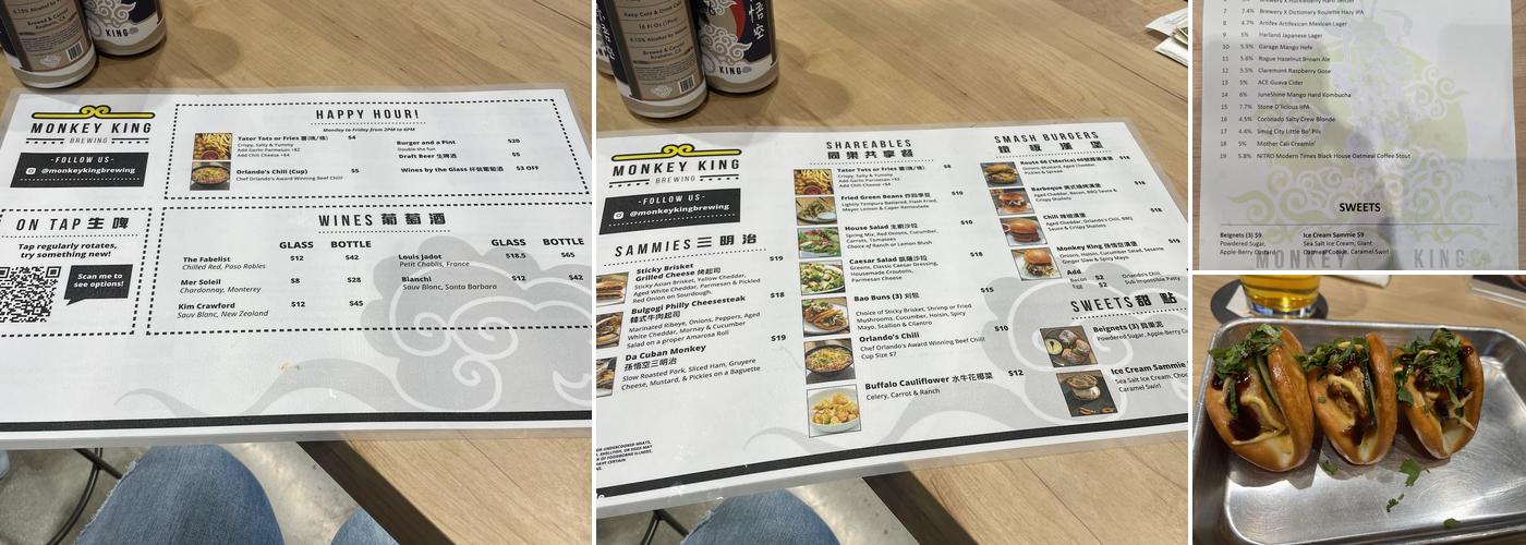 Monkey King Brewing Menu