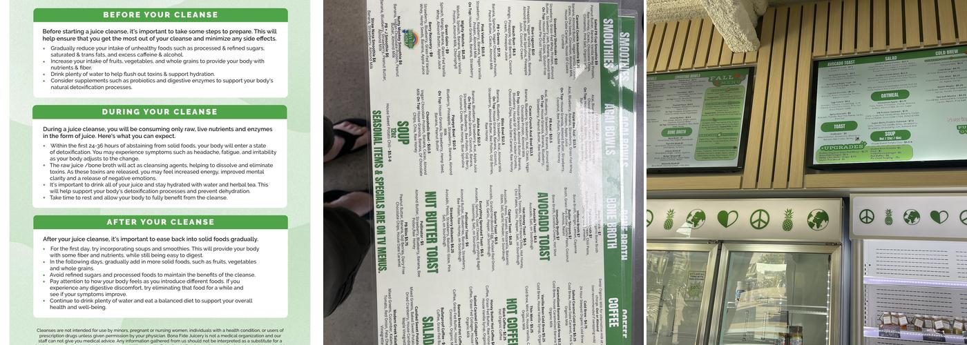 Bona Fide Juicery Menu