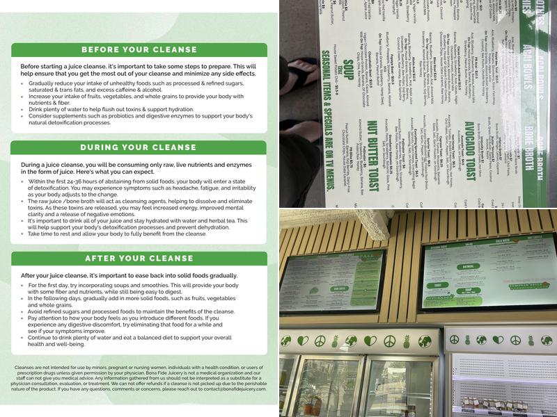 Bona Fide Juicery Menu