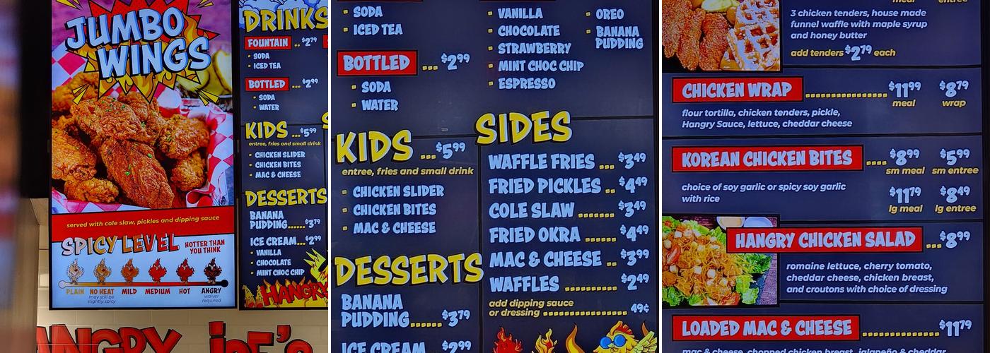 Hangry Joe's Hot Chicken & Wings Menu