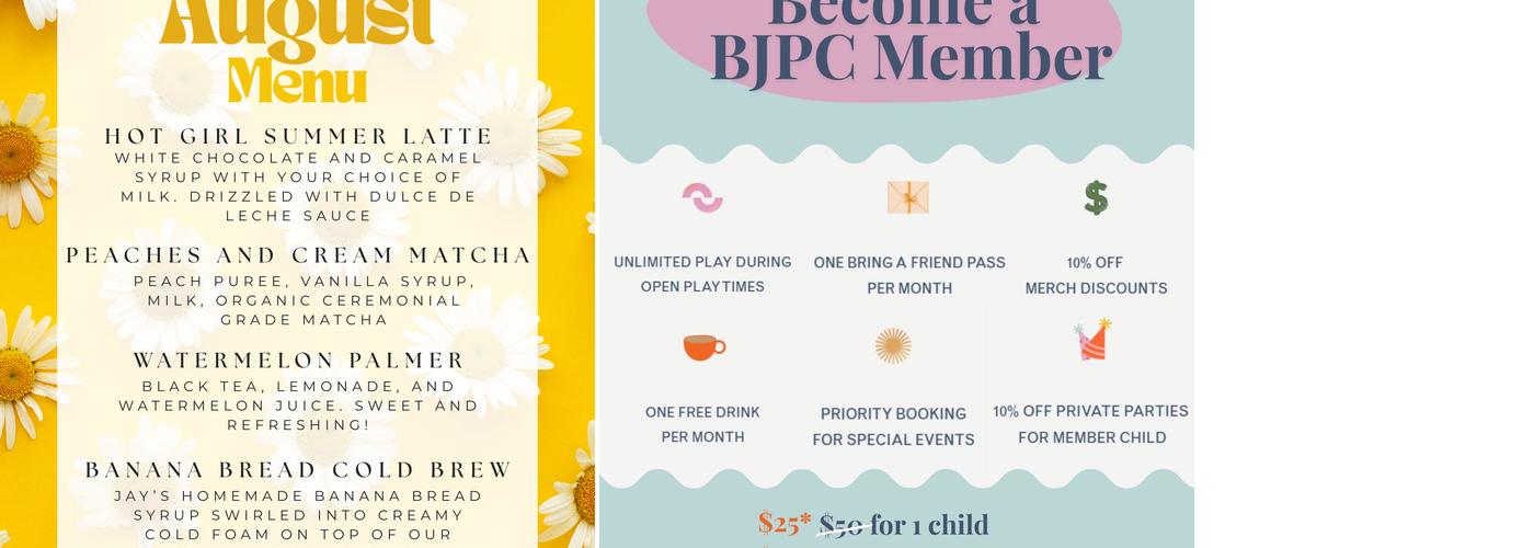 Blue Jay Play Cafe Menu