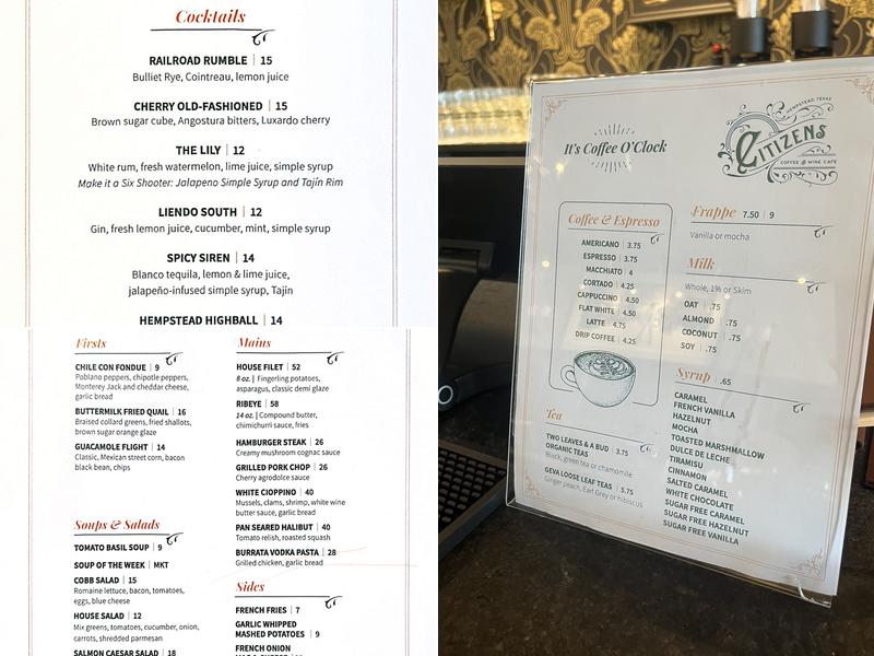 Citizens Coffee & Wine Café Menu