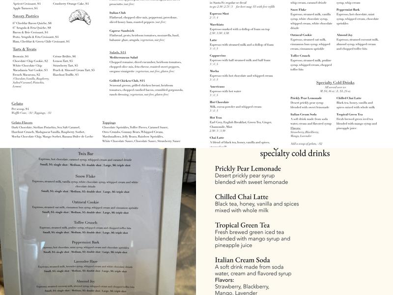 Sugar & Cream Cafe Menu