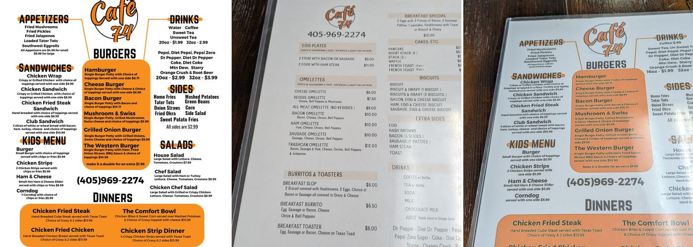 Café 74 Menu