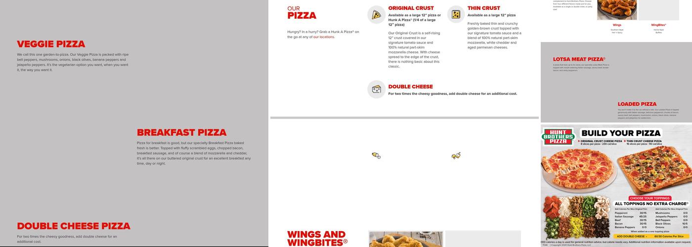 Hunt Brothers Pizza Menu