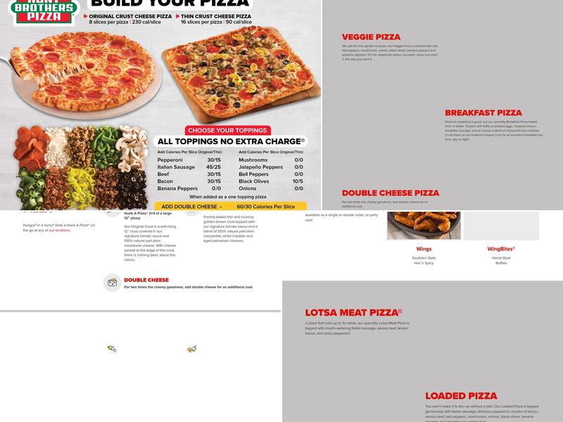 Hunt Brothers Pizza Menu