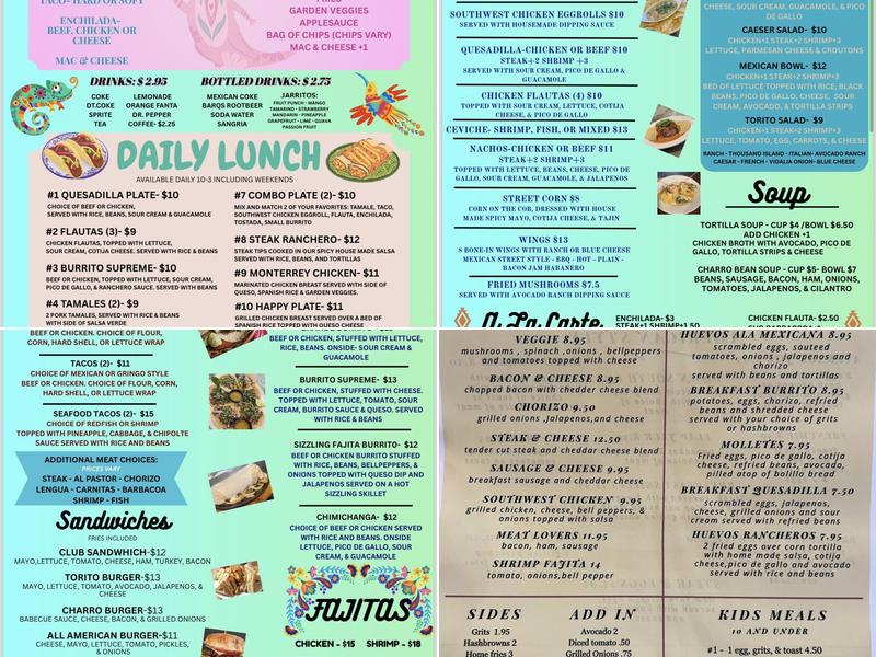 Torito Grill Menu