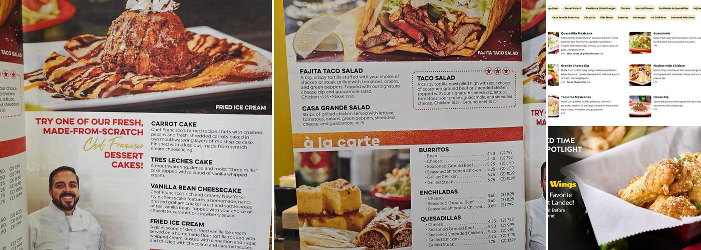 Casa Grande of Jackson Menu