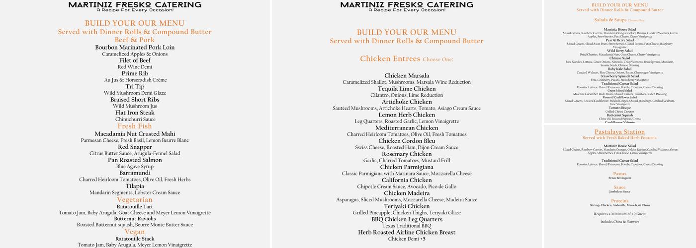 Martiniz Fresko Kitchen Menu