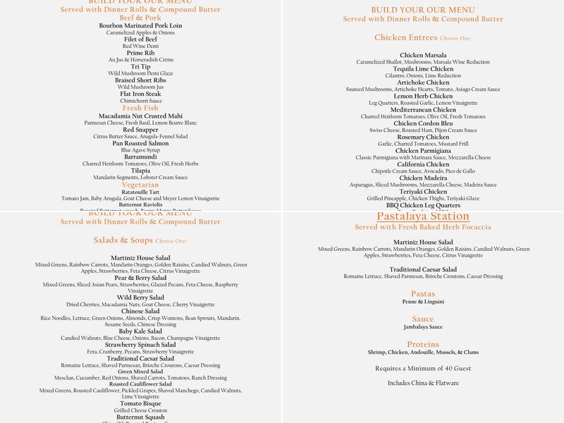 Martiniz Fresko Kitchen Menu