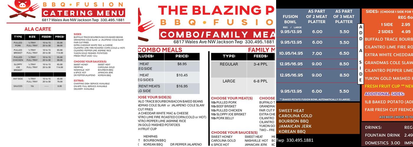 The Blazing Pig Menu
