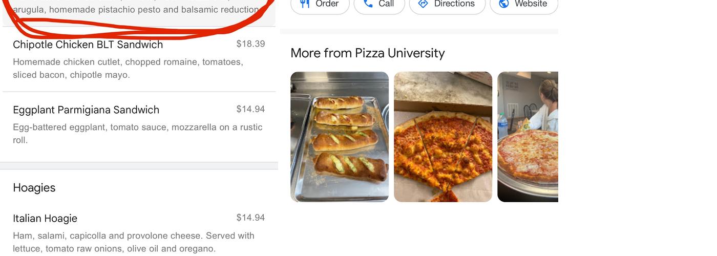 Pizza University Menu