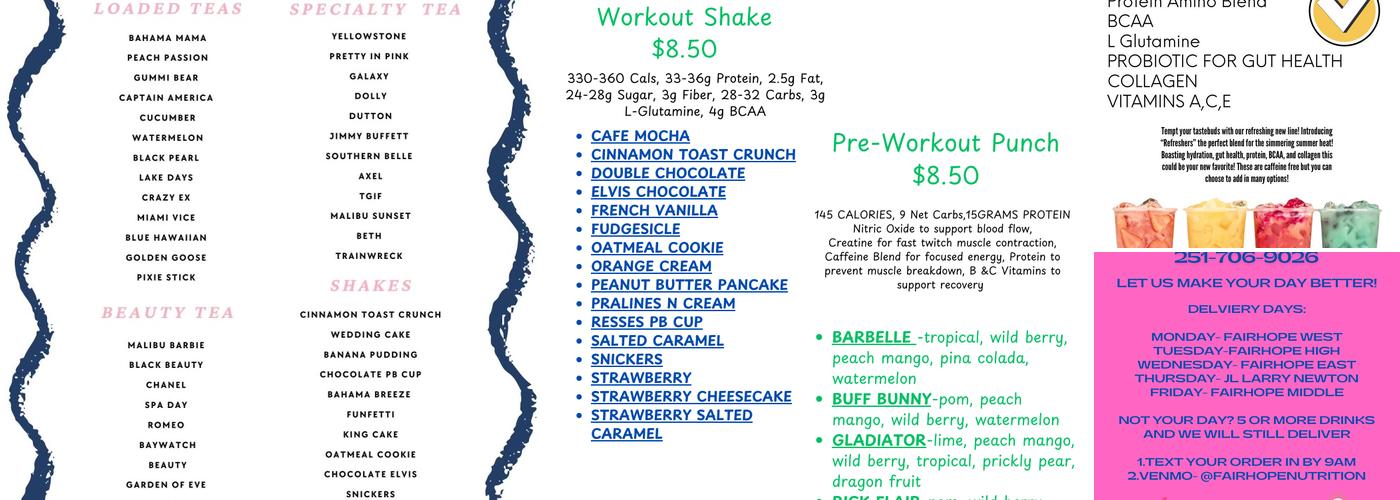 Fairhope Nutrition Menu