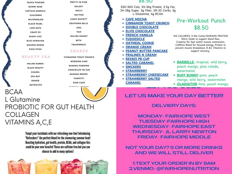 Fairhope Nutrition Menu