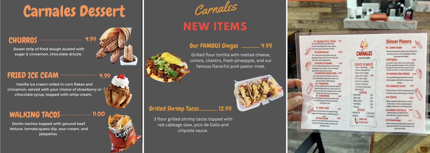 Carnales Taqueria Temperance Menu