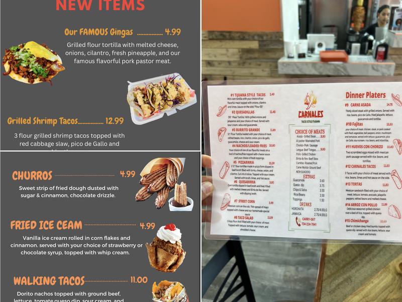 Carnales Taqueria Temperance Menu