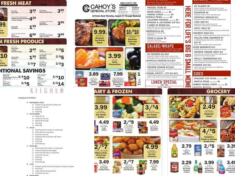 Cahoy's Kitchen Menu