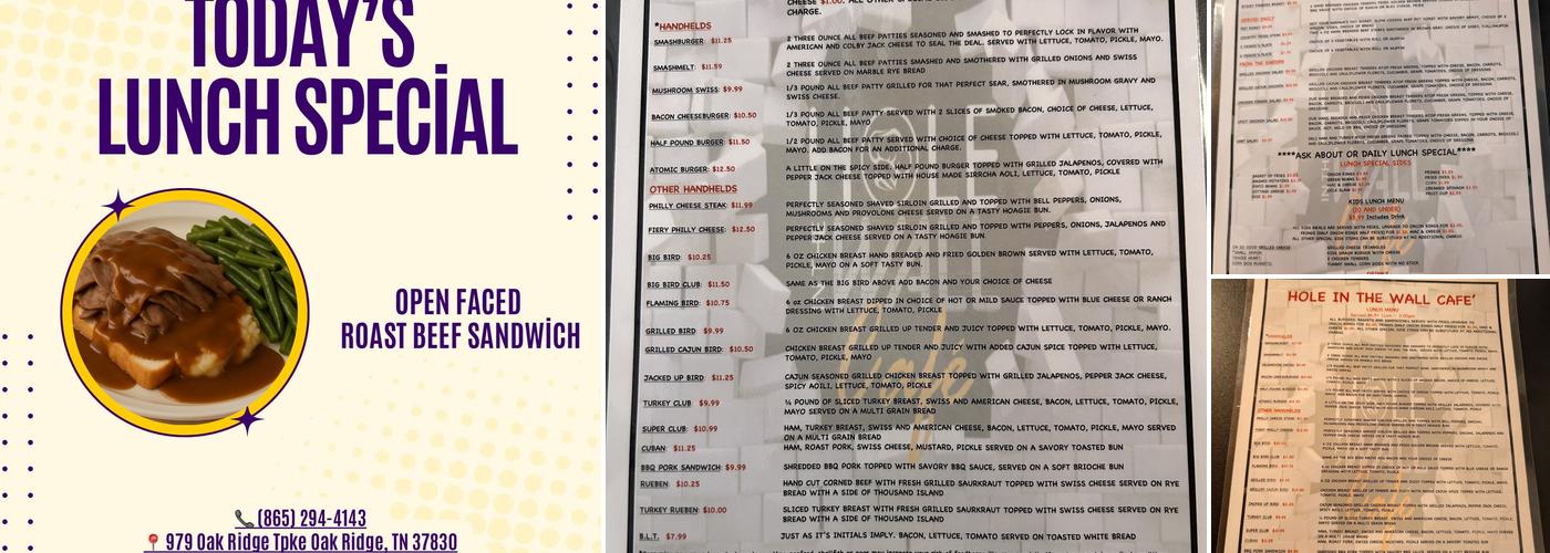 Hole In The Wall Cafe, LLC Menu
