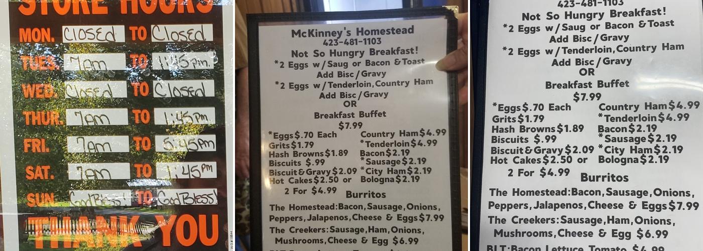 McKinney Resturant Menu