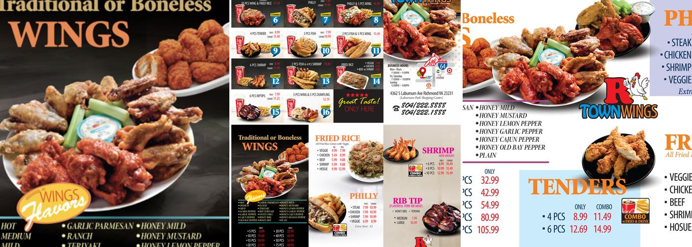 R Town Wings Menu