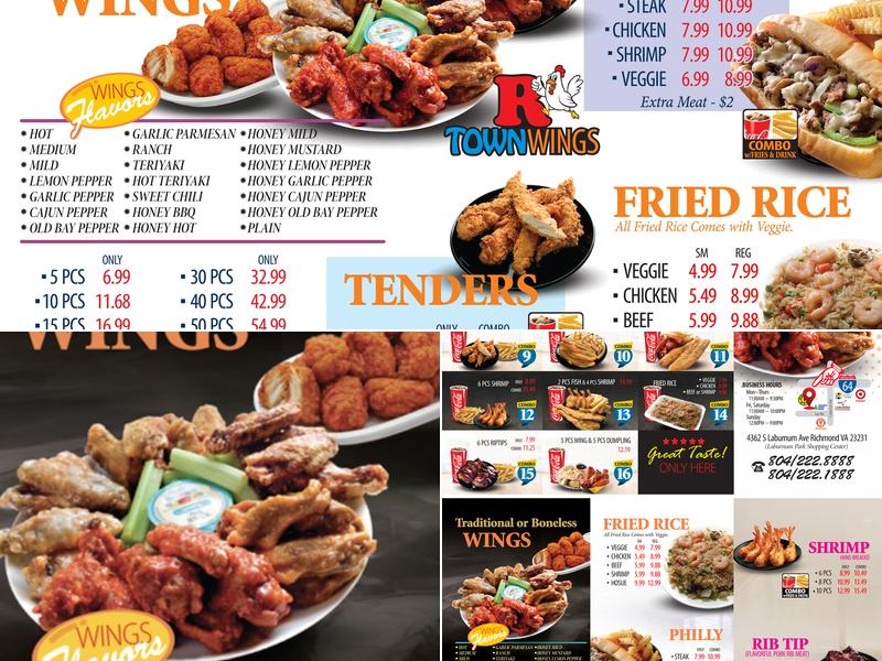 R Town Wings Menu