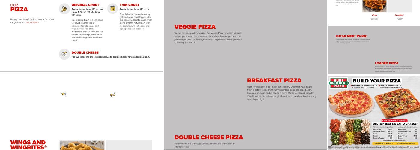 Hunt Brothers Pizza Menu