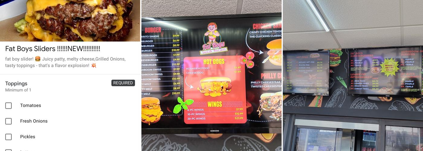 Fat boys Smash Burgers Menu