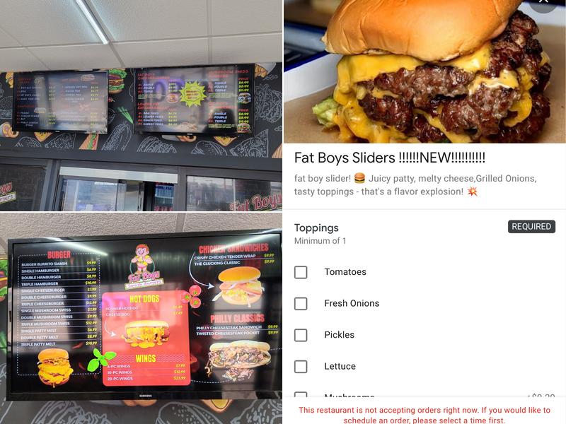 Fat boys Smash Burgers Menu