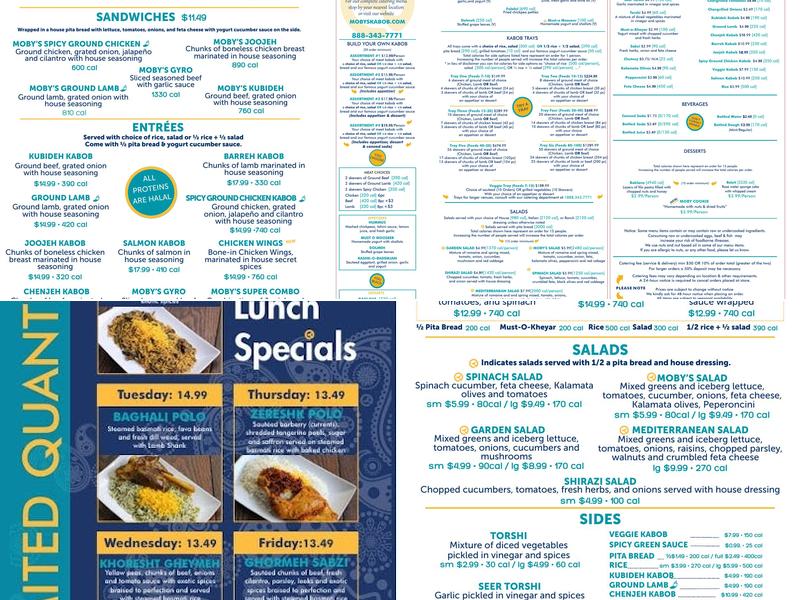 Moby Dick House of Kabob Menu