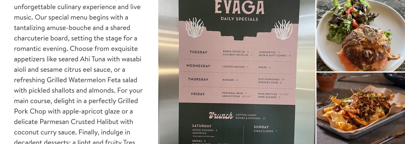 Evaga Desert Kitchen Menu