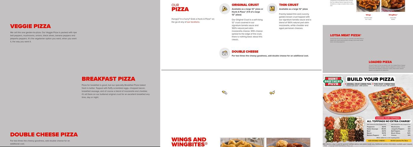 Hunt Brothers Pizza Menu