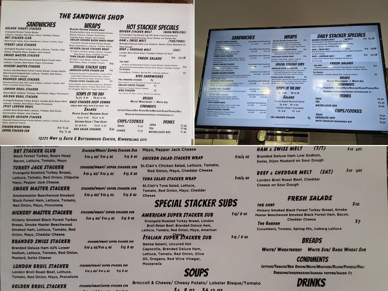 The Sandwich Shop Menu