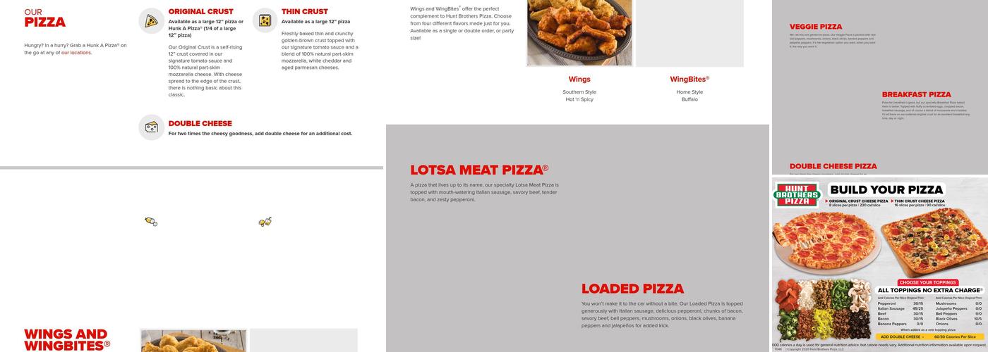 Hunt Brothers Pizza Menu