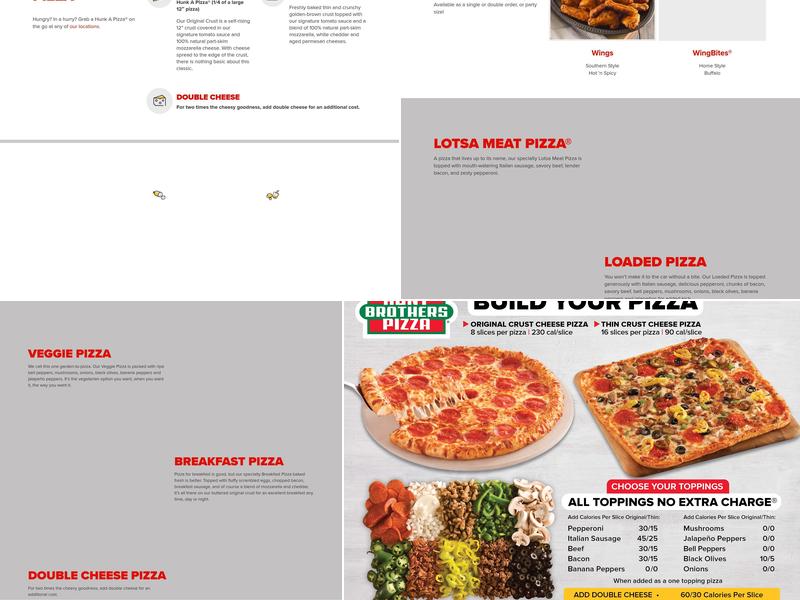 Hunt Brothers Pizza Menu