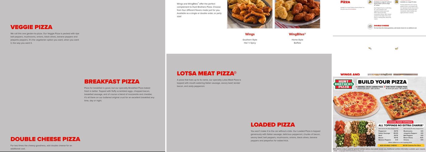 Hunt Brothers Pizza Menu