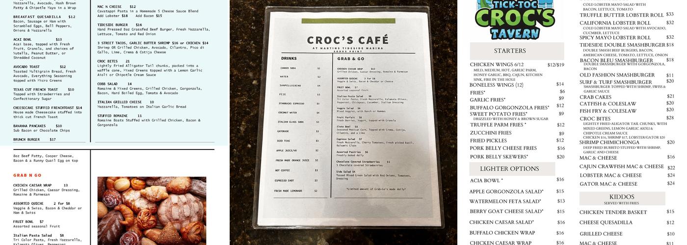 Tick-Toc Croc's Menu