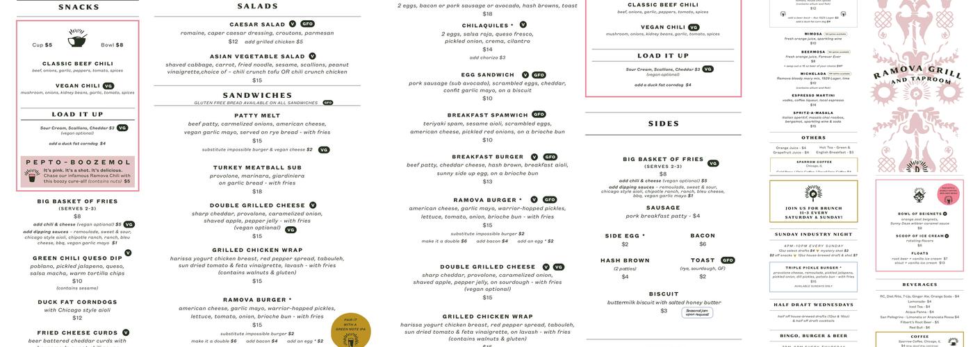 Ramova Grill And Taproom Menu