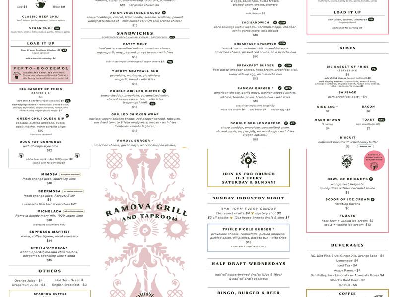 Ramova Grill And Taproom Menu