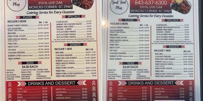 Soul Food Plus Menu
