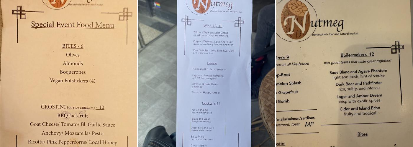 Nutmeg Bar and Market Menu