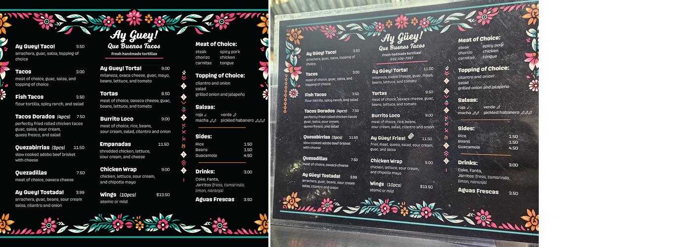 Ay Güey Que Buenos Tacos Menu
