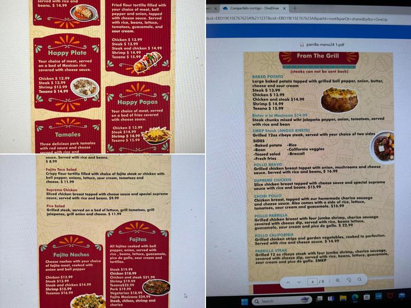 Mi Parilla Mexican Restaurant Menu