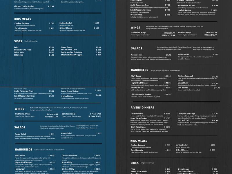 Rivers Edge Bar and Grill Menu